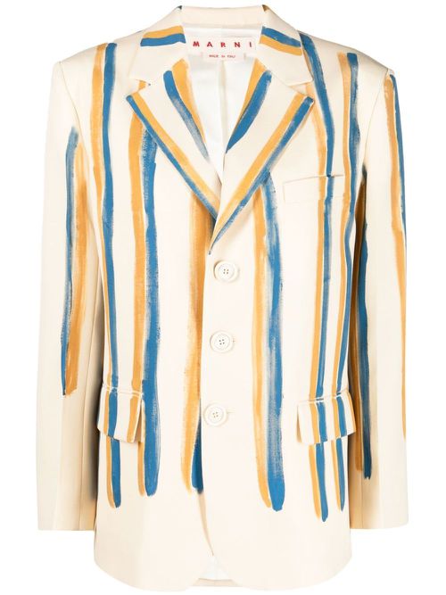 Striped single-breasted blazer - Neutrals