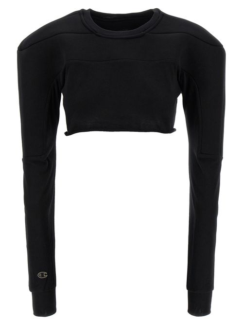 Organic Cotton with Scuba Fabric Insert Crop Top — Black