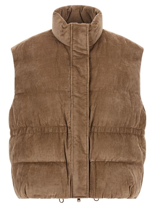 Corduroy Padded Vest — Beige