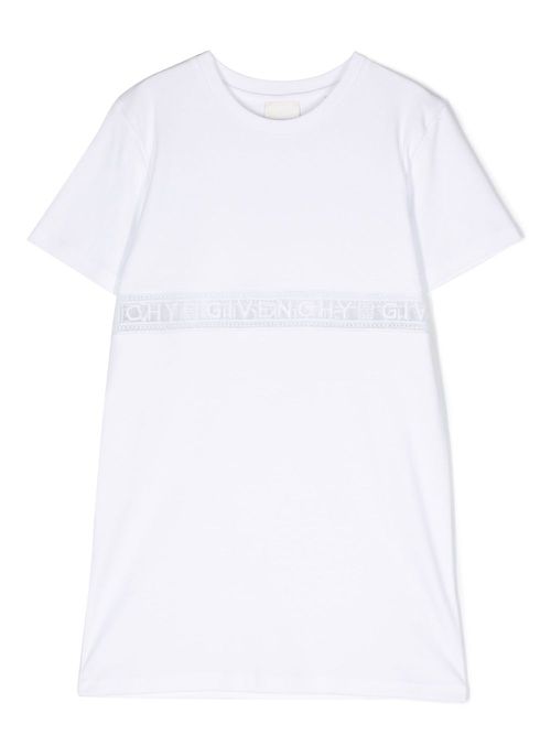Logo stripe shirt dress - White