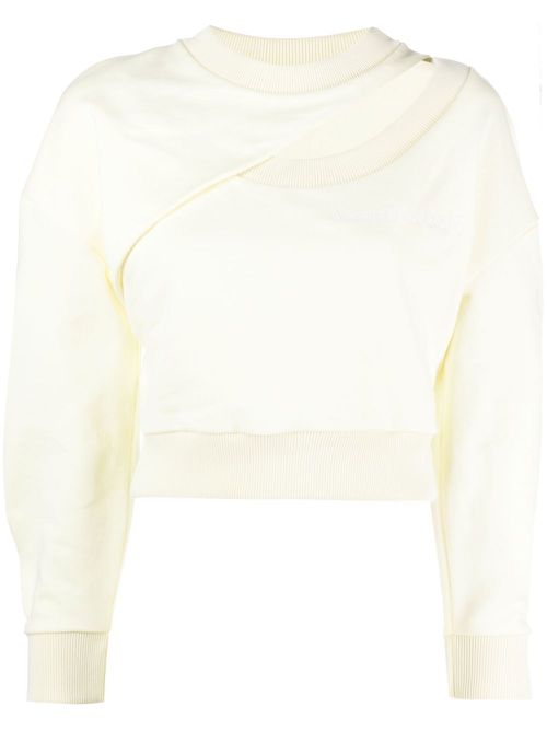 Logo-embroidered cut-out sweatshirt - Yellow