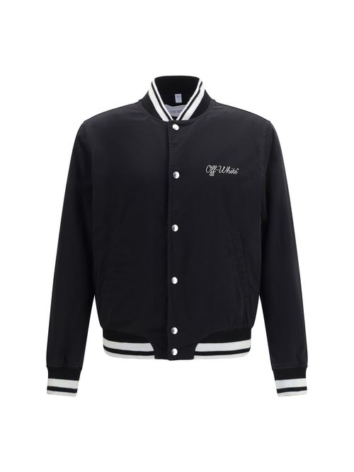 Script Logo Varsity Jacket — Black