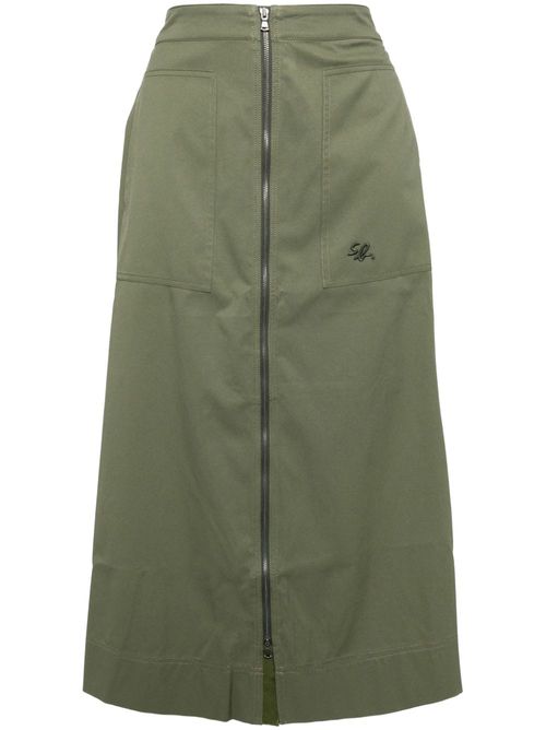 Logo-embroidered skirt - Green