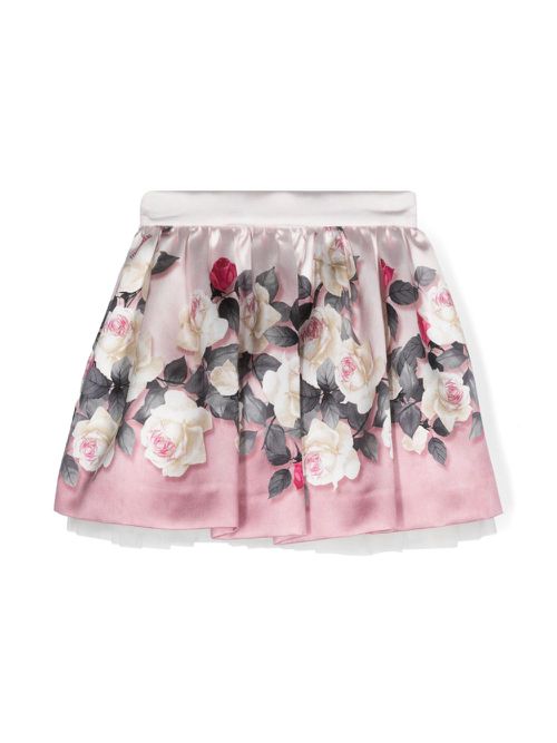 Rose-print pleated skirt - Pink