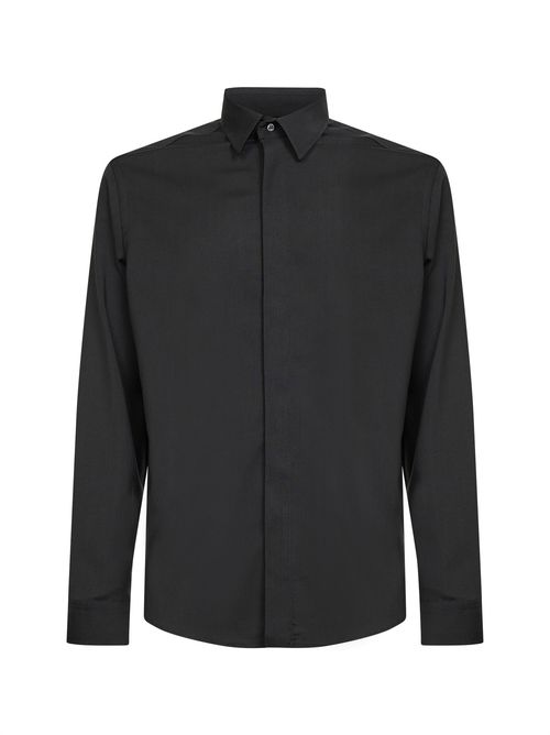 Virgin Wool Blend Stretch Shirt — Gray