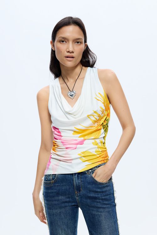 Printed sleeveless t-shirt