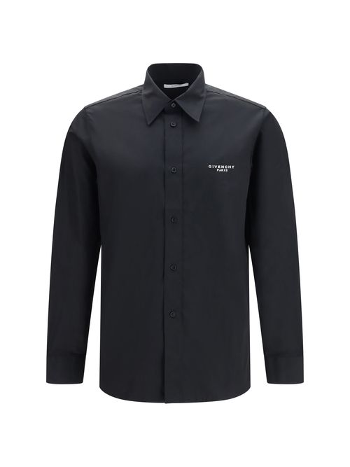 Embroidered Poplin Shirt — Black