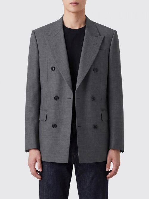 Double-Breasted Virgin Wool Blazer with Peak Lapels