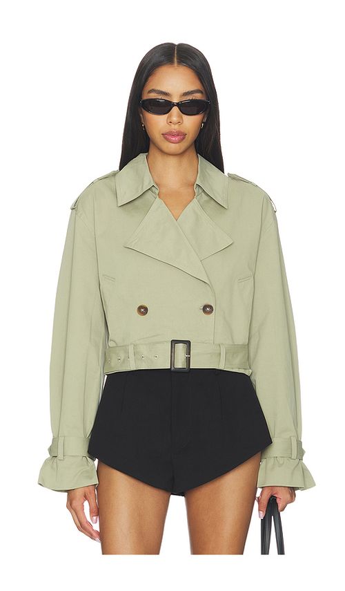 BLANKNYC Cropped Trench Coat in Sage. - XS also in S