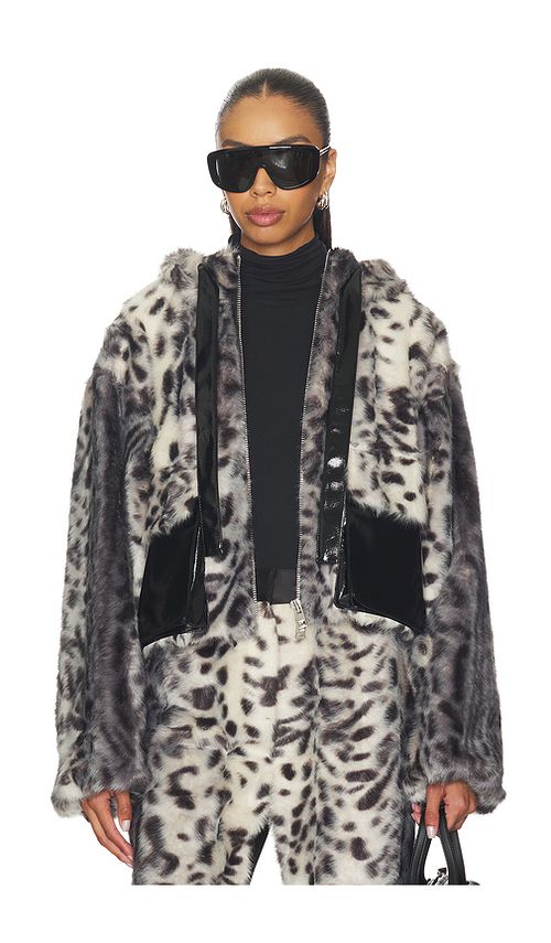 AKNVAS Hesse Faux Fur Leopard Jacket in Black. - L also in XS