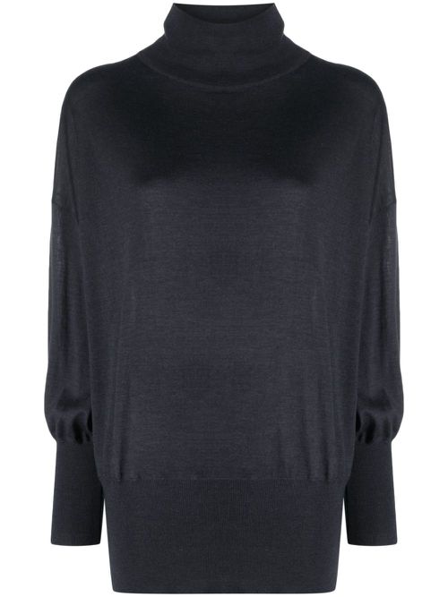 Roll-neck knitted jumper - Blue