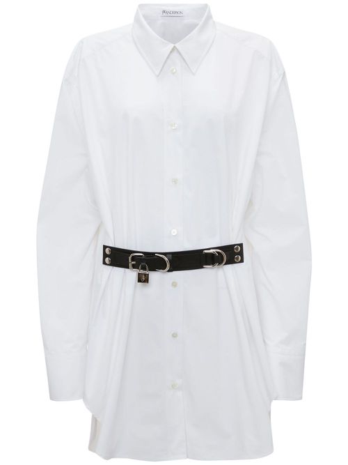 Padlock-strap shirt dress - White