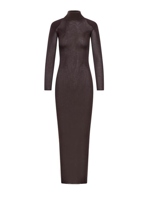 Brown Viscose Knit Maxi Dress