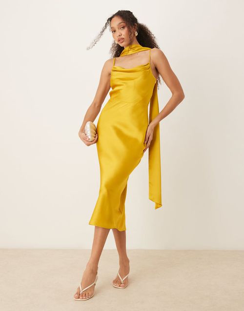 Keisha scarf maxi dress in yellow ochre