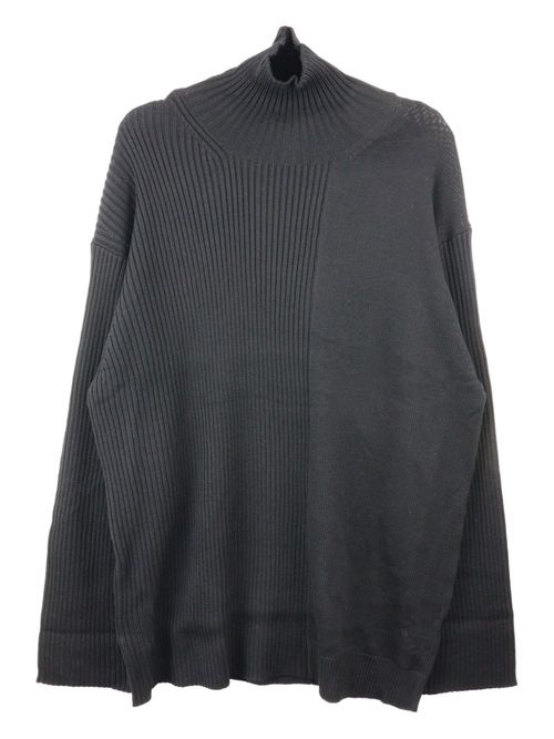 Contrast-rib wool jumper - Black