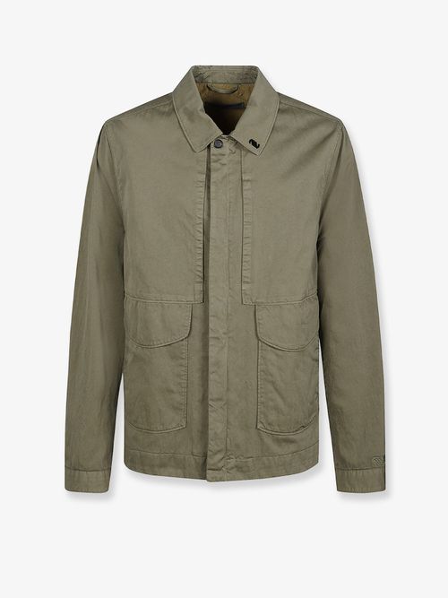 Cotton Blend Overshirt Jacket — Beige