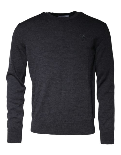 Virgin Wool Crew Neck Sweater — Gray