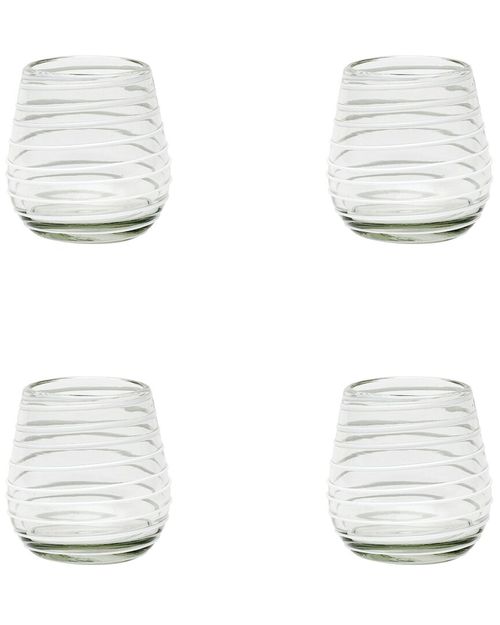 Set Of 4 Meridia Mexican Glassware Stemless Wine Glasses