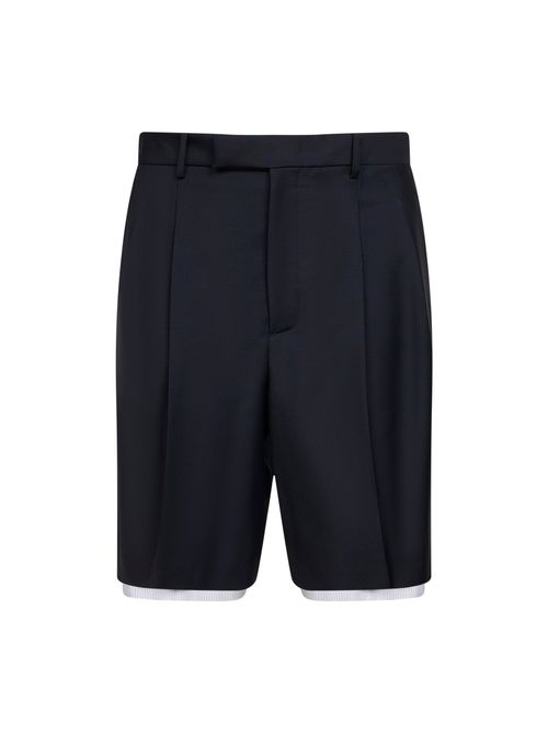 Virgin Wool and Mohair Canvas Bermuda Shorts — Blue