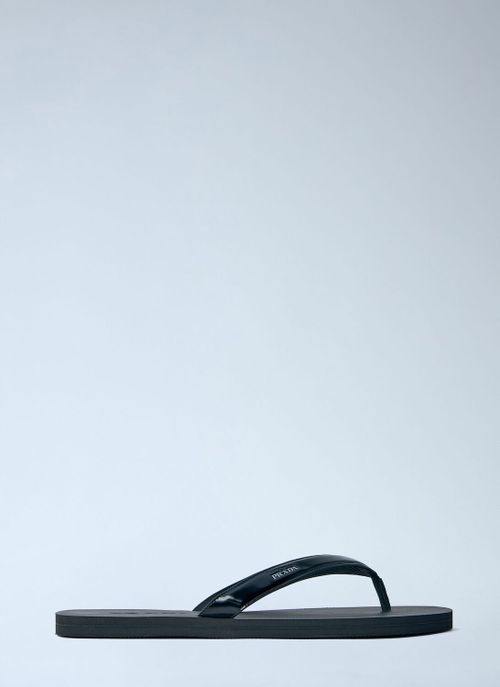Logo-embossed Leather Flip-flop Sandals - Man Sandals Black Uk