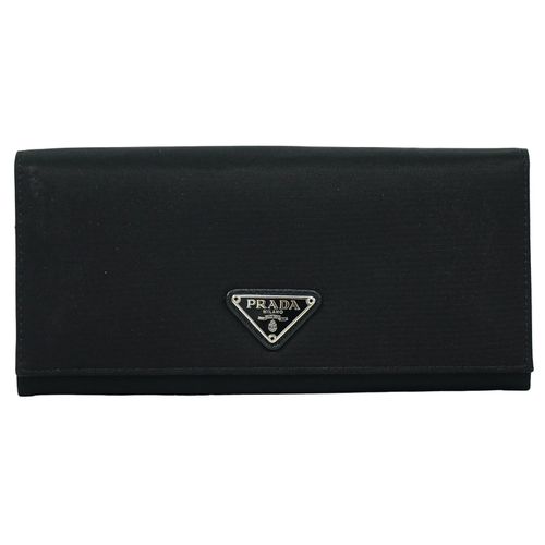 Prada Continental Wallet Tessuto Black Nylon Wallets Accessory Pre-Owned