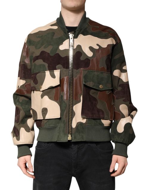 Camouflage Cotton-Blend Bomber Jacket — Multicolor