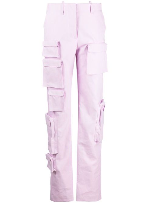 High-waisted cargo trousers - Purple