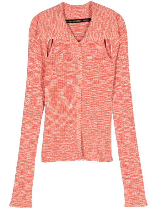 Rozy cut-out ribbed-knit cardigan - Orange