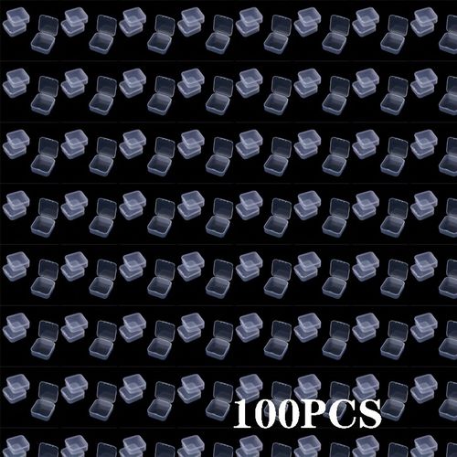 TEMU 100pcs Transparent Plastic Storage Boxes, 2.17 Inch Mini Organizer Containers With Snap Closure For Jewelry, Accessories, Fish Hooks & More