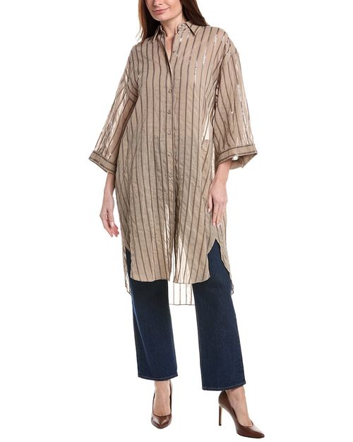 Sequin Stripe Long Shirt