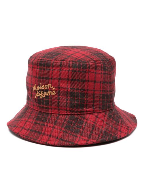 Logo-embroidered checked bucket hat