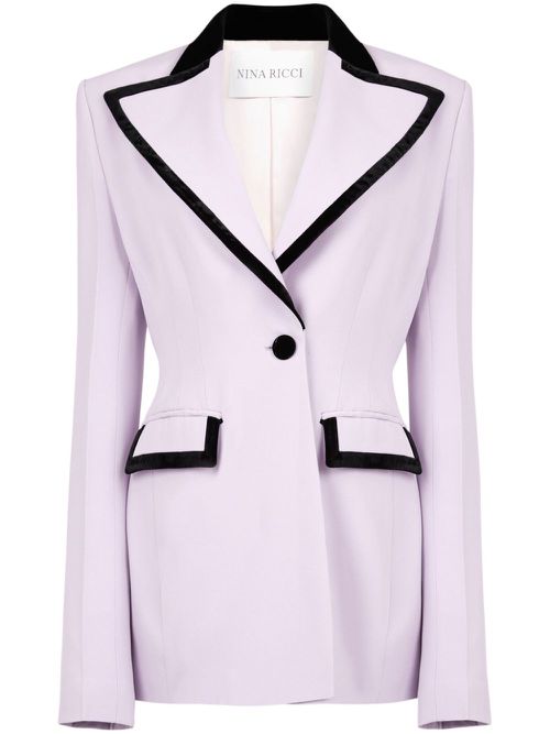 Velvet-trim cady blazer - Purple