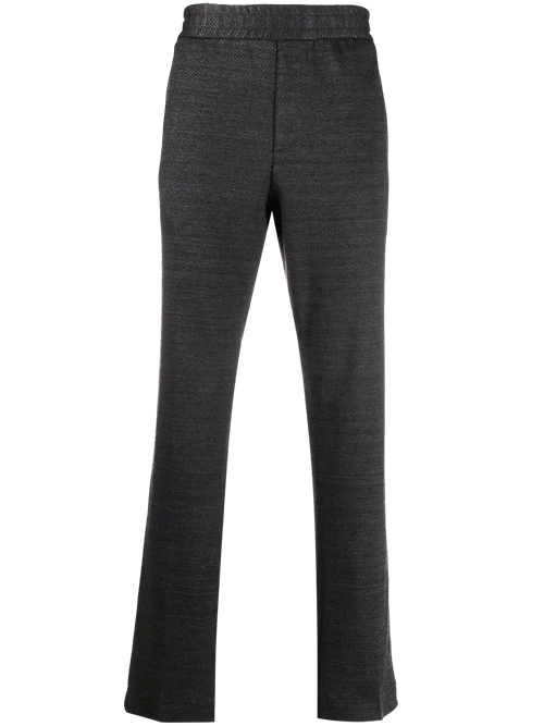 Virgin Wool-Linen Blend Trousers — Gray