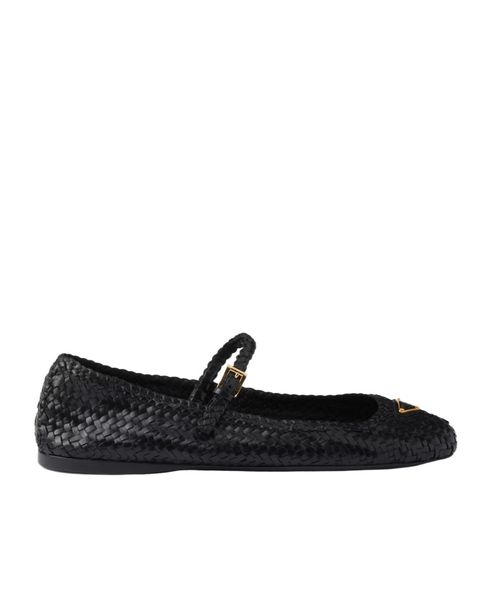 Woven leather ballerinas