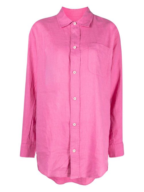 Linen long-sleeve nightshirt - Pink