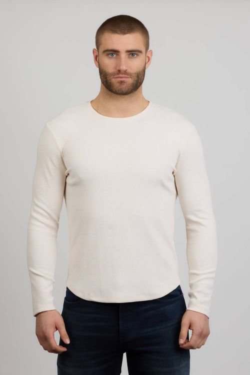 Dann Ribbed Long Sleeve Shirt In Vintage Blanc