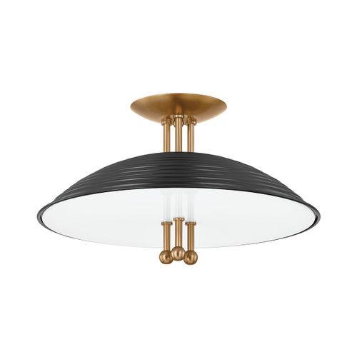 Patina Brass Soft Black Semi Flush Mount from the Larkin Collection