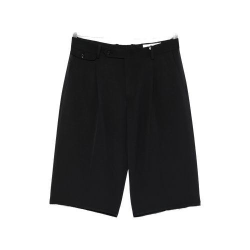 Pleated Frayed Tailored Shorts