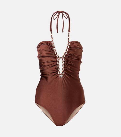 Solid Chain halterneck swimsuit