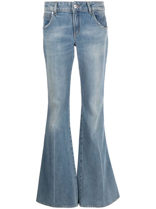 Flared-leg cotton jeans - Blue