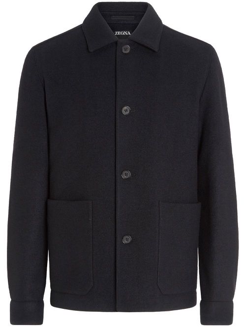 Wool-cashmere shirt jacket - Black