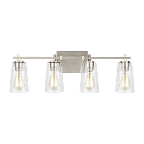 Visual Comfort Studio Mercer 4-Light Bathroom Vanity Light in Satin Nickel by Sean Lavin