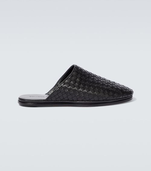 Intrecciato leather slippers