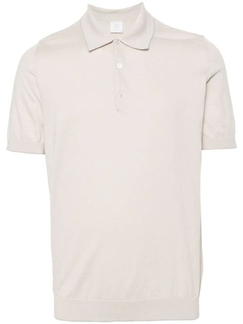 Fine-Ribbed Cotton Polo Shirt — Beige