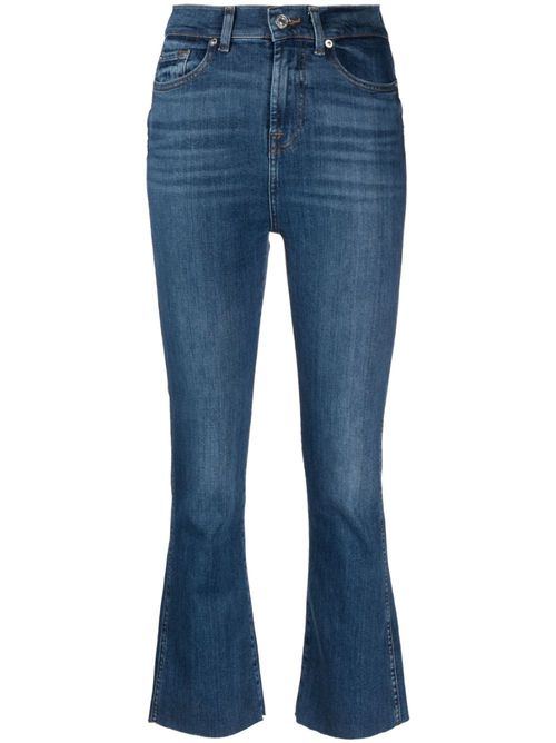 High-waisted cropped jeans - Blue