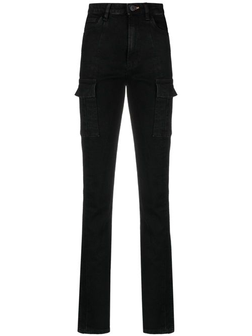 Cargo-pockets straight-leg jeans - Black