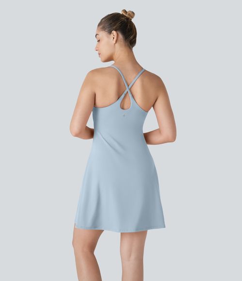 SoftlyZero™ Plush Backless Active Dress-Longer Length-Easy Peezy Edition Workout Dress - Baby Blue