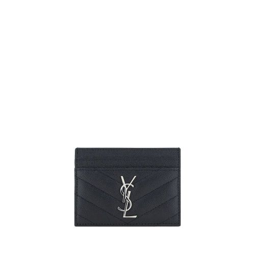 Matelassé Calf Leather Card Case — Black