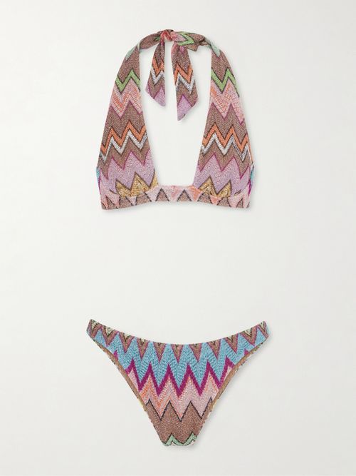 Mare Striped Metallic Crochet-knit Bikini - Multi