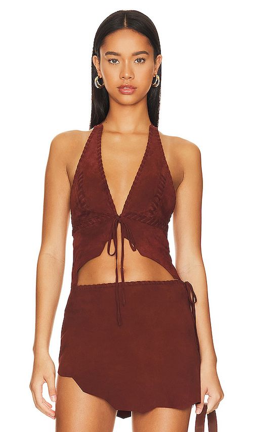 Lovers and Friends Suede Leather Top en Brown.  XL. Also en
